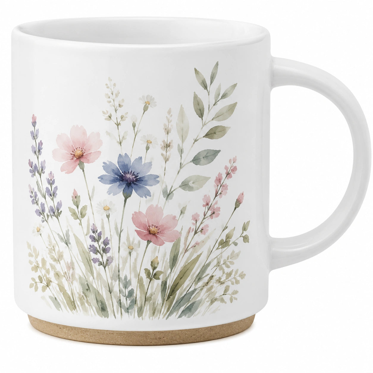 Kaffeetasse mit Blumenmuster 350ml Weiß