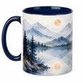 Keramiktasse mit Landschaftsmotiv, Blau, 350 ml