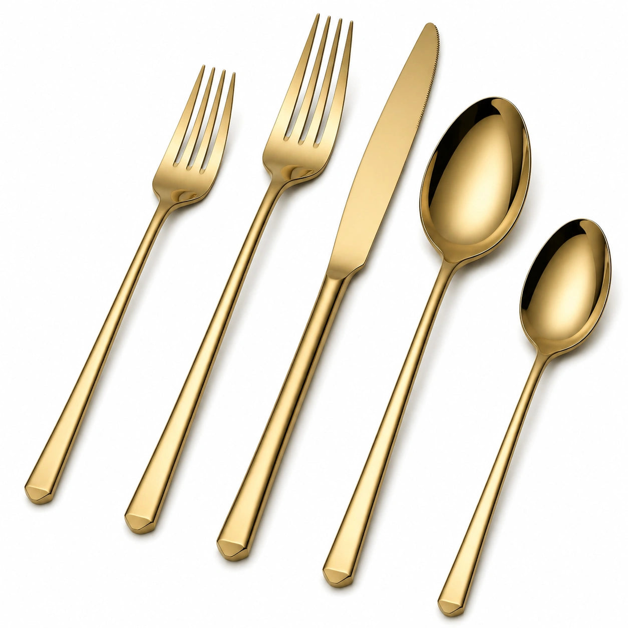 Goldenes Besteckset 5-teilig Hochglanzpoliert