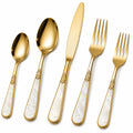 5-teiliges Goldbesteckset mit Perlmuttgriffen