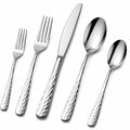 5-teiliges gehämmertes Besteckset aus Edelstahl im Silberdesign