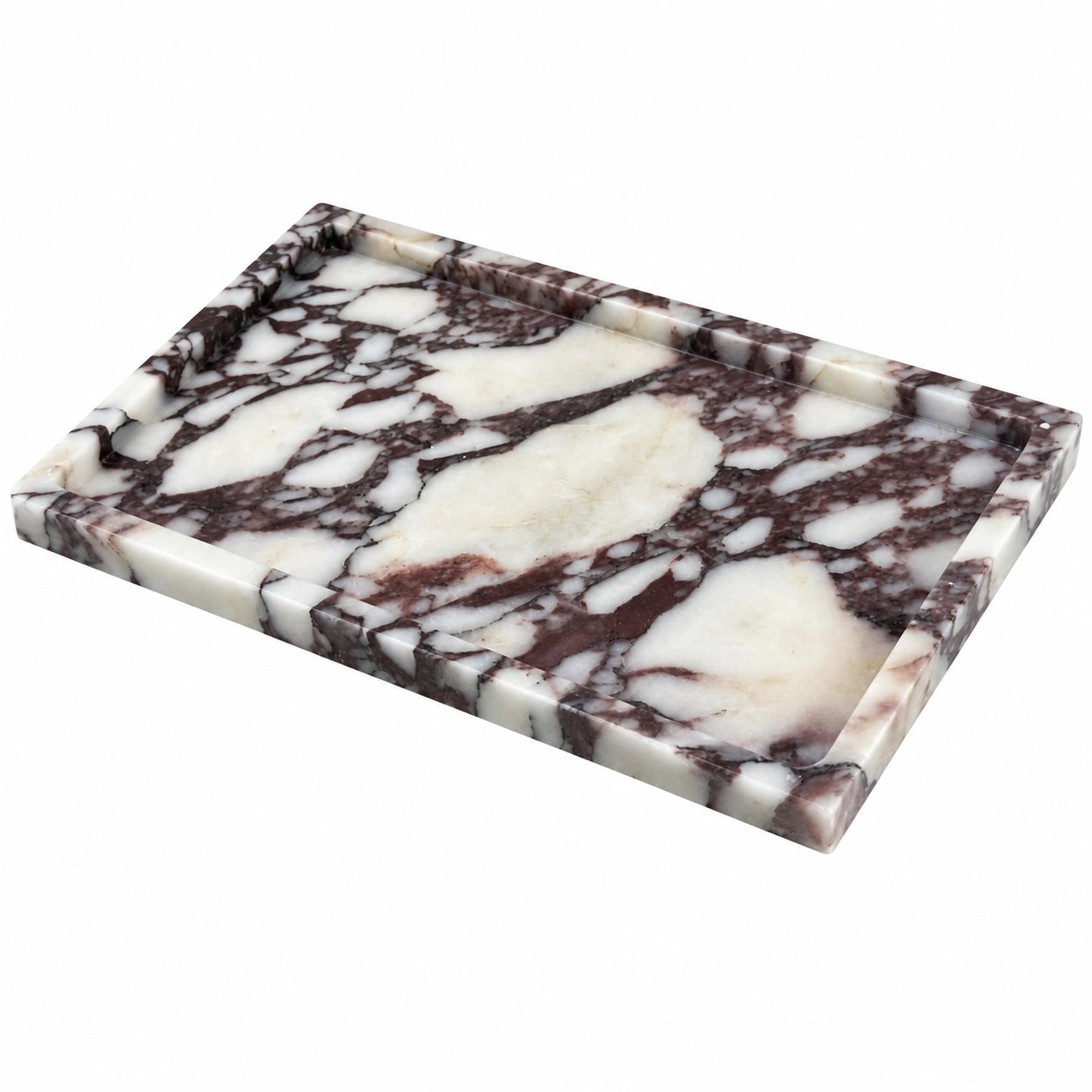 Rechteckiges Marmor-Tablett 30x20cm Weiß/Braun
