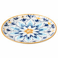 Keramikteller mit Blumenmuster, 25cm, Blau und Gelb