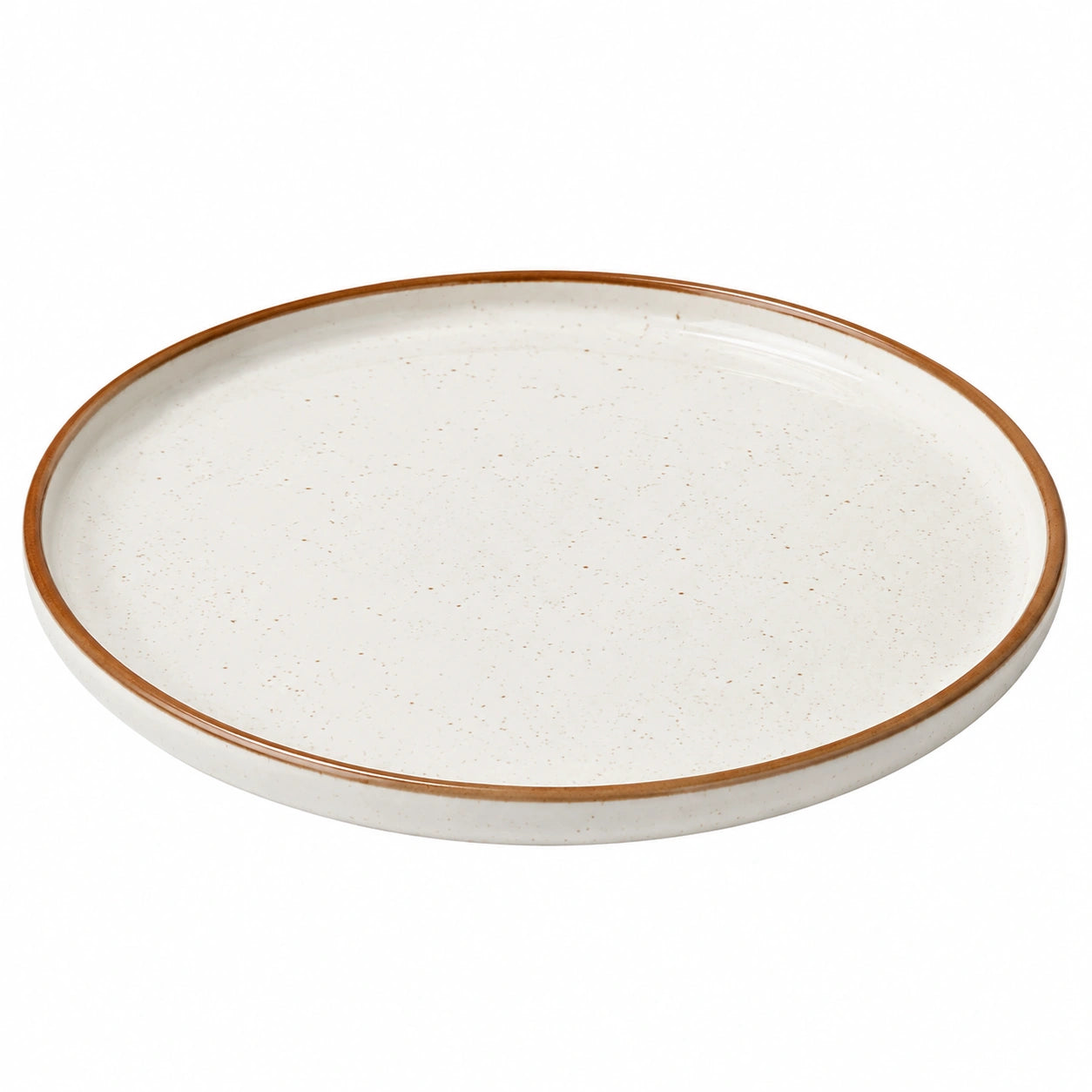 Runder Keramik Essteller 28cm Creme und Braun