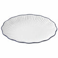 Runder Teller mit Wellenrand Weiß-Blau, 30 cm