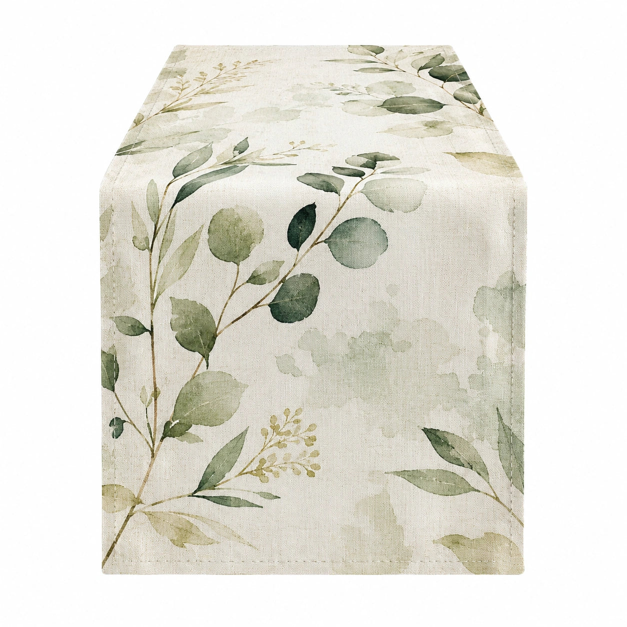 Tischläufer mit Floralem Muster in Grün-Beige